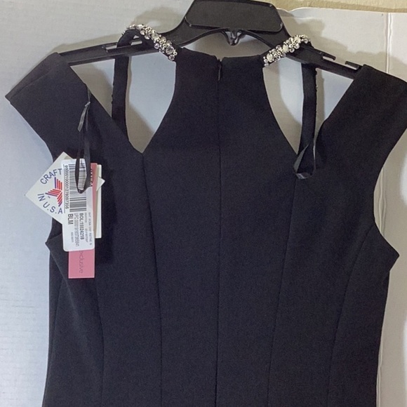 AQUA Embellished Neck Sheath Dress Women's 4 Black Cap Sleeve Zip Closure - Picture 8 of 10